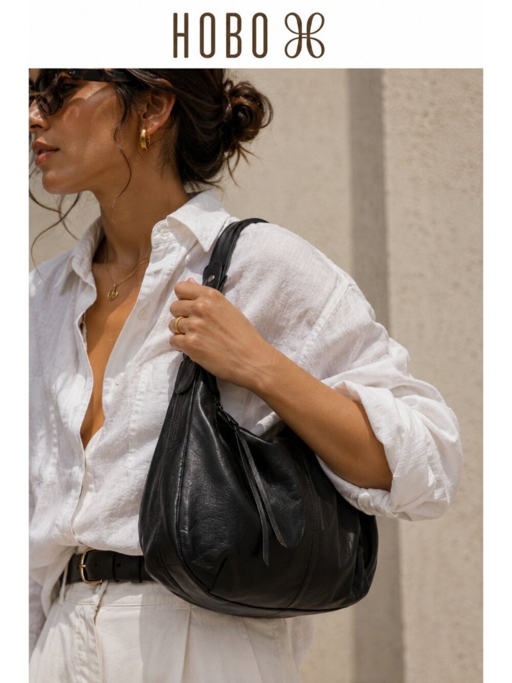 HOBO The Original Black Genuine Leather Slouchy Hobo Shoulder Bag Y2K